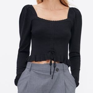 ZARA RUCHED KNIT TOP. SIZE S